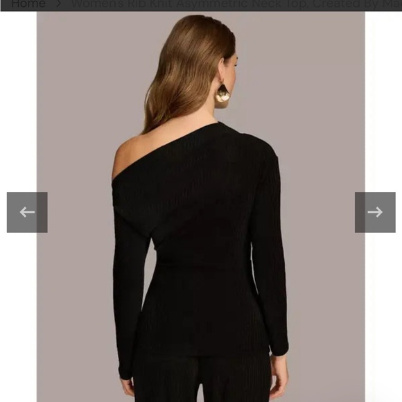 NWT L Donna Karan Black One-Shoulder Blouse - Picture 2 of 2